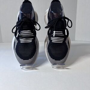 Sorel Black and White Knit Lace-Up Athletic Sneakers